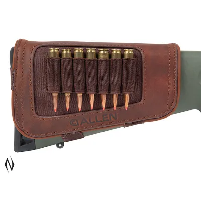 Allen Butt Stock Rifle Ammo Holder Leather 7 Rounds