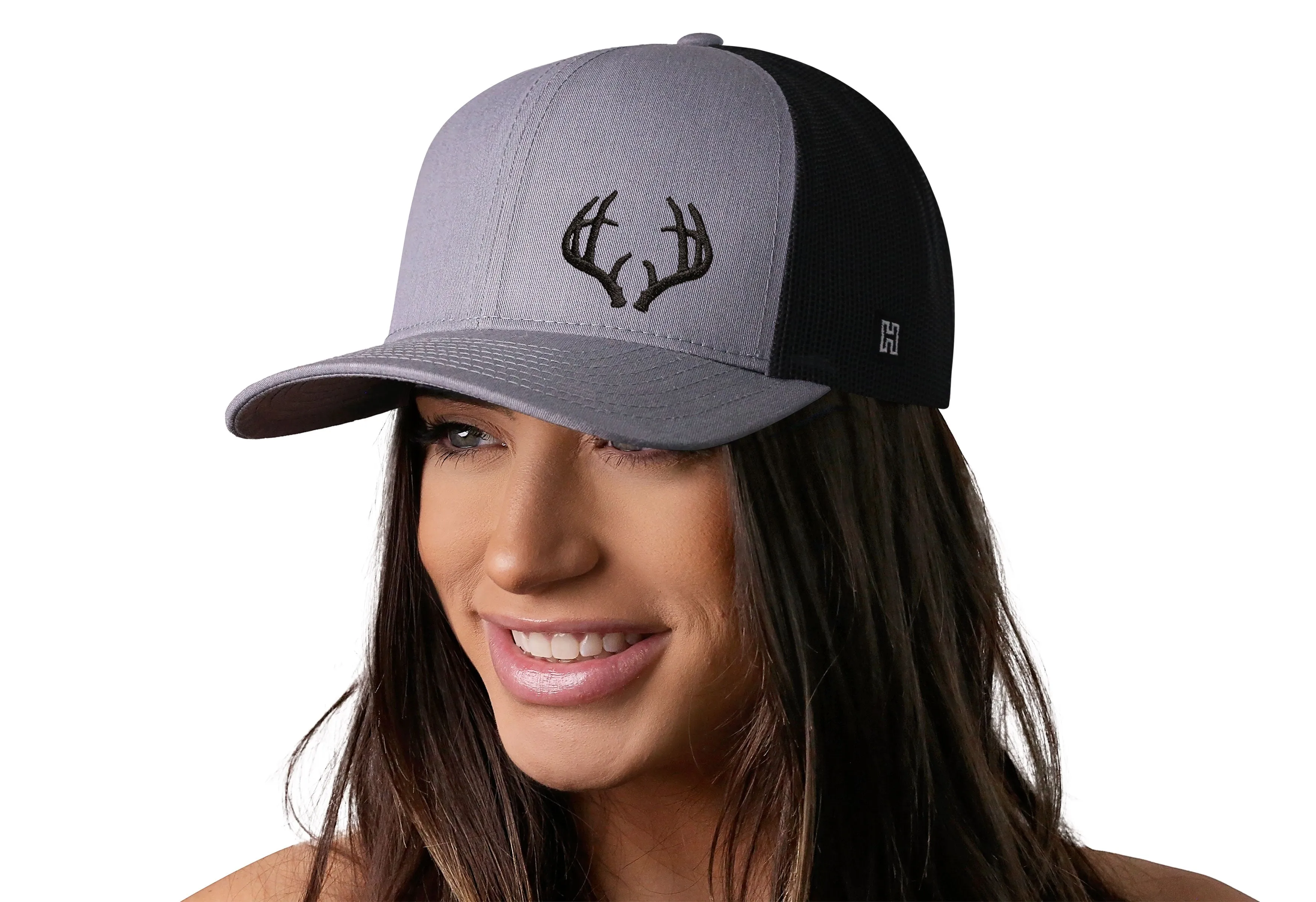 Antler Trucker Hat  |  Gray Black Buck Snapback