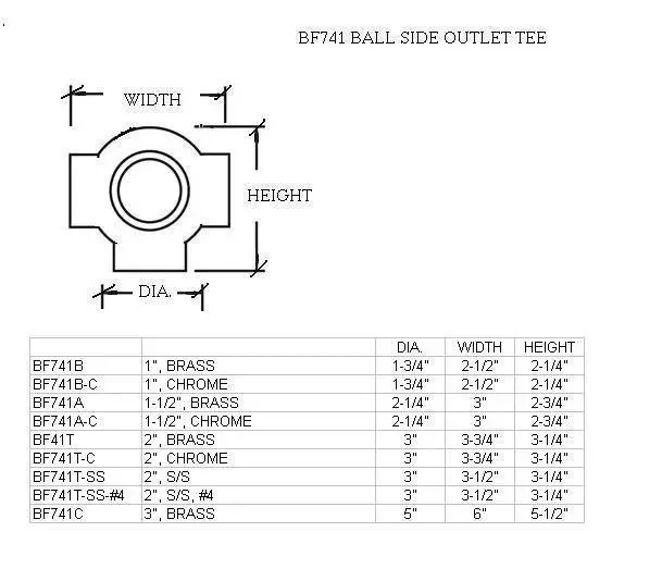 Ball Side Outlet Tee for 2" Tubing