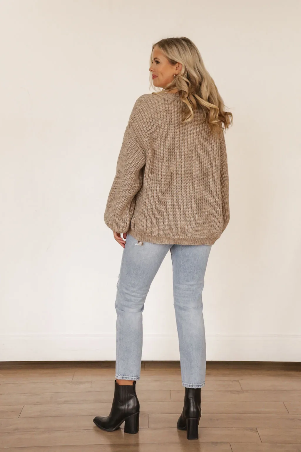 Balloon Sleeve Cardigan (COCOA)