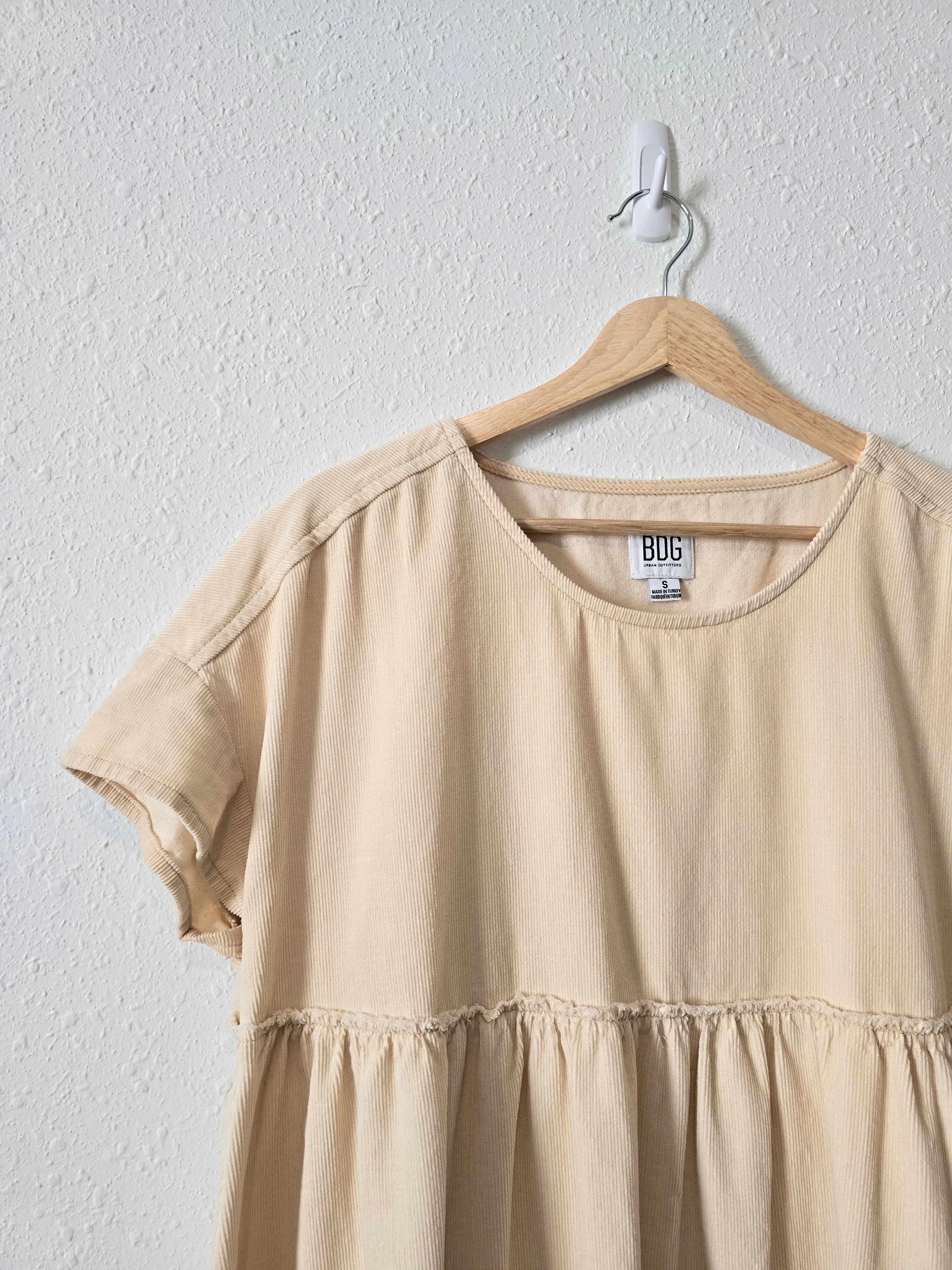 BDG Cream Cord Babydoll Dress (S)