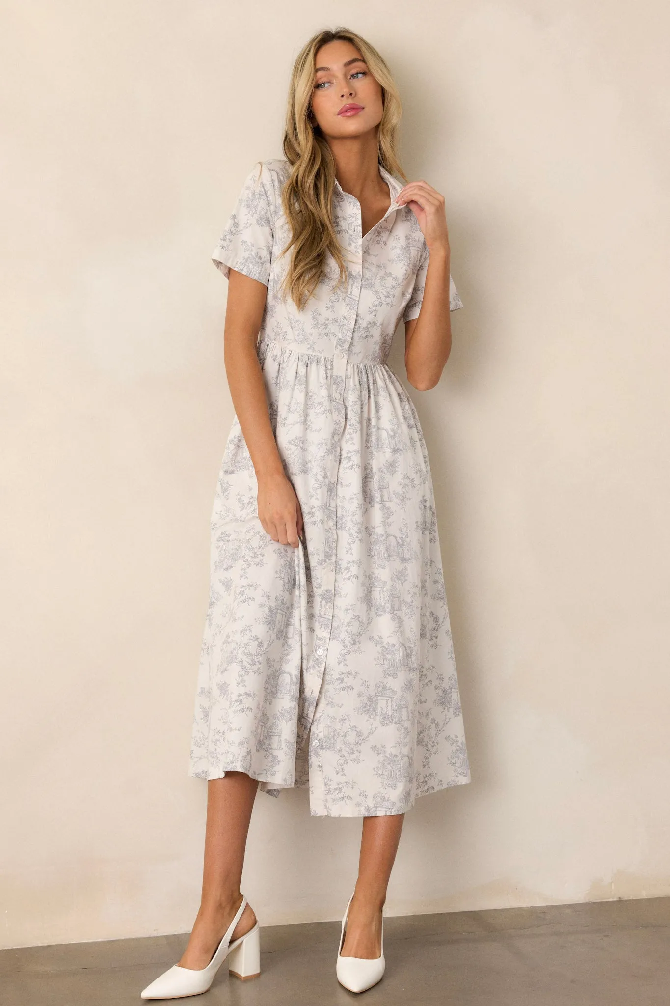 Believe It 100% Cotton Light Grey Toile Maxi Dress