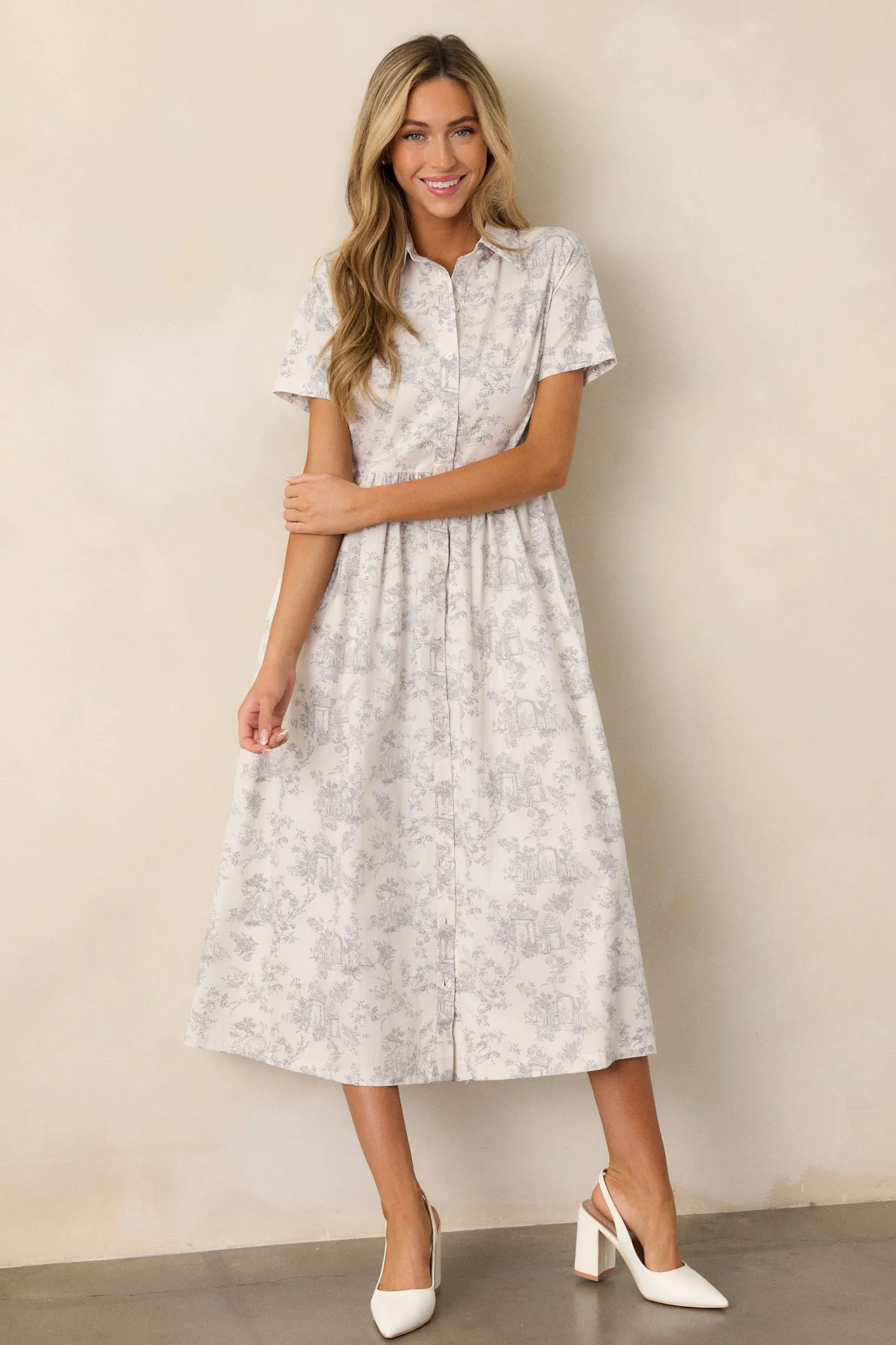 Believe It 100% Cotton Light Grey Toile Maxi Dress