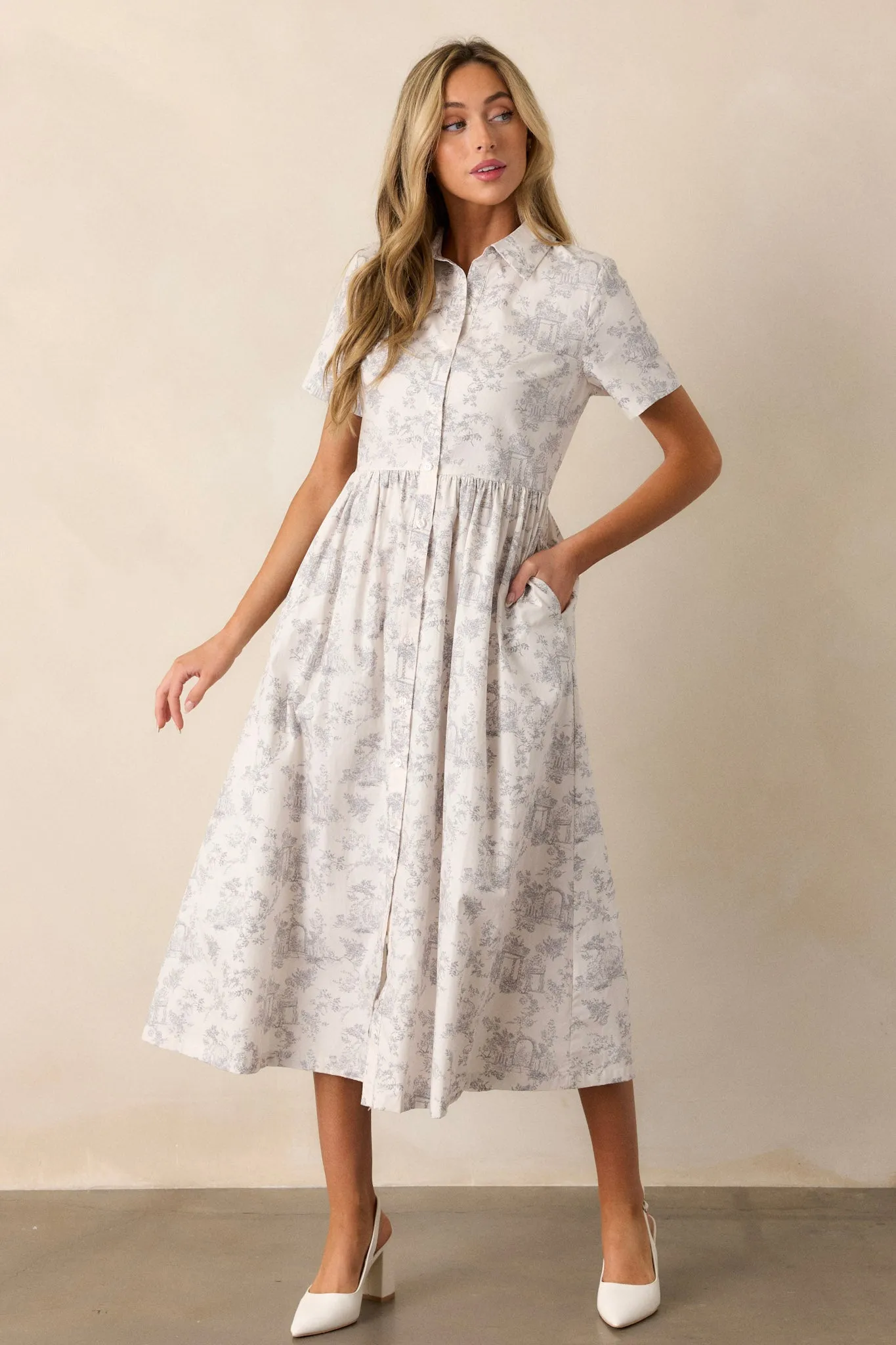 Believe It 100% Cotton Light Grey Toile Maxi Dress