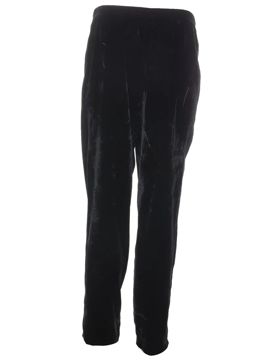 Black Elasticated Waist Velvet Trousers - W28 L31