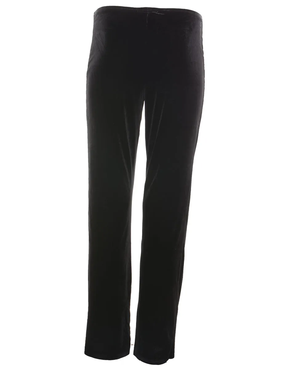 Black Elasticated Waist Velvet Trousers - W30 L30