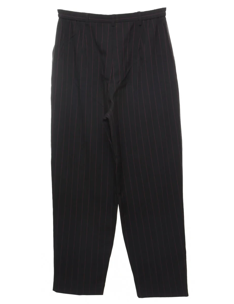 Black Pinstriped Casual Trousers - W32 L30