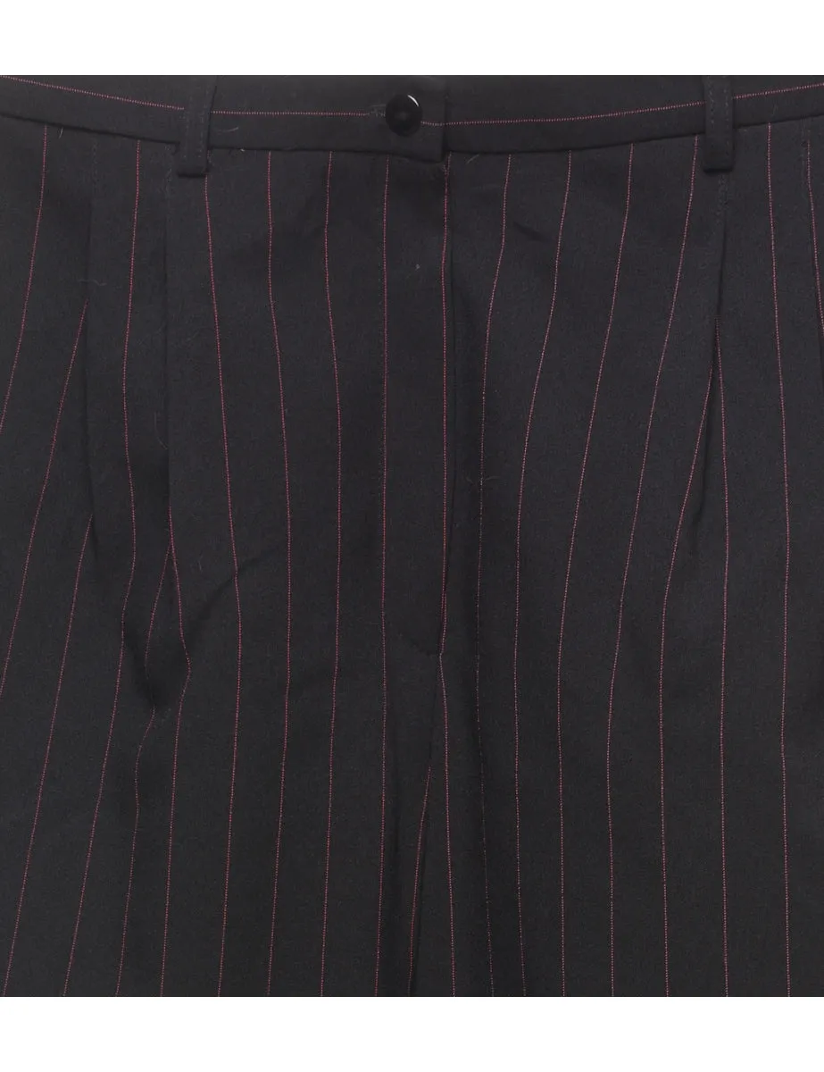 Black Pinstriped Casual Trousers - W32 L30