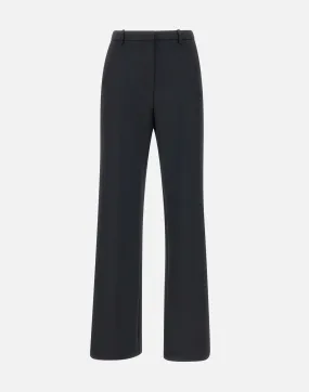 Black Stretch Crepe Trousers Wide Leg