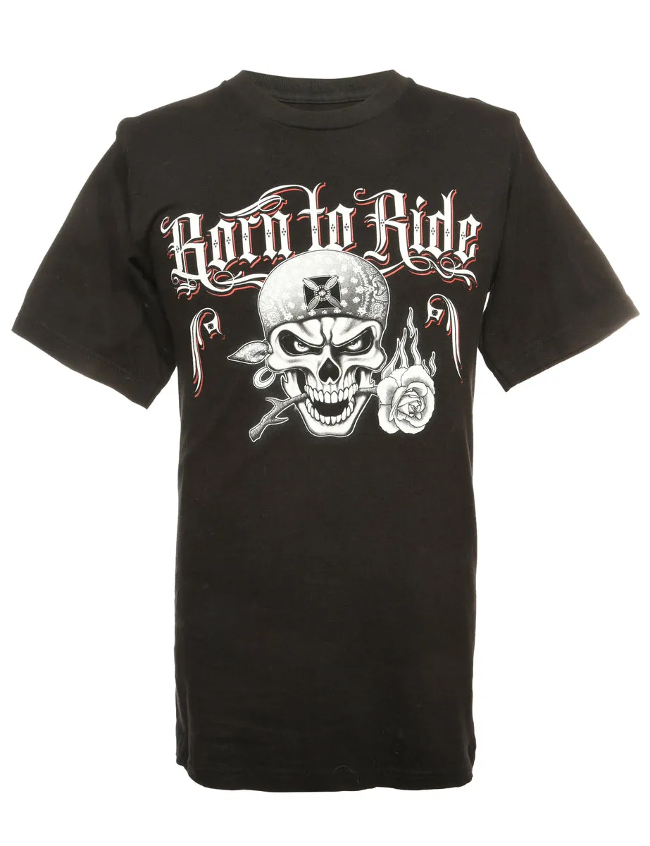 Black Torn To Ride Printed T-shirt - M