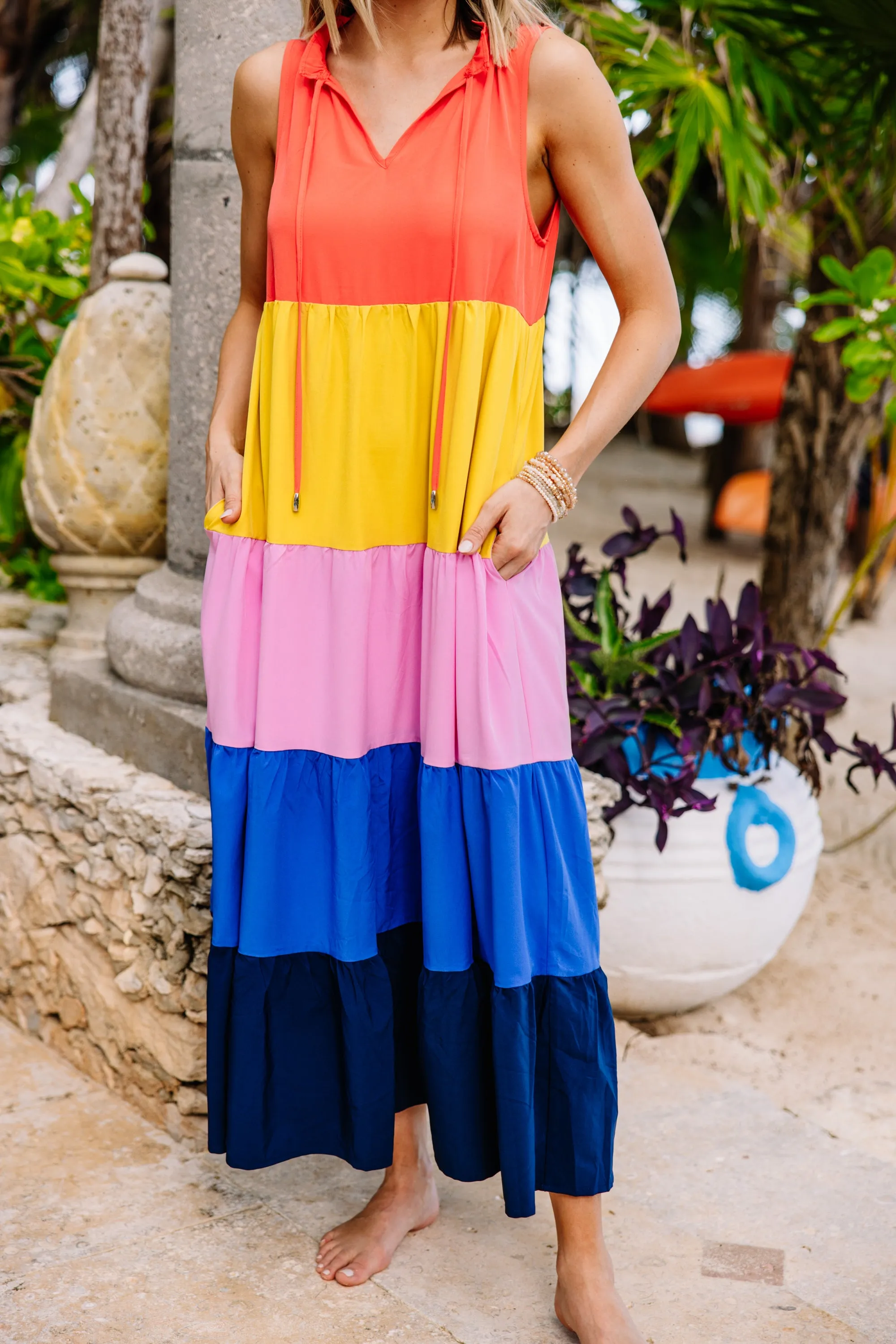 Bright Ideas Orange Colorblock Maxi Dress