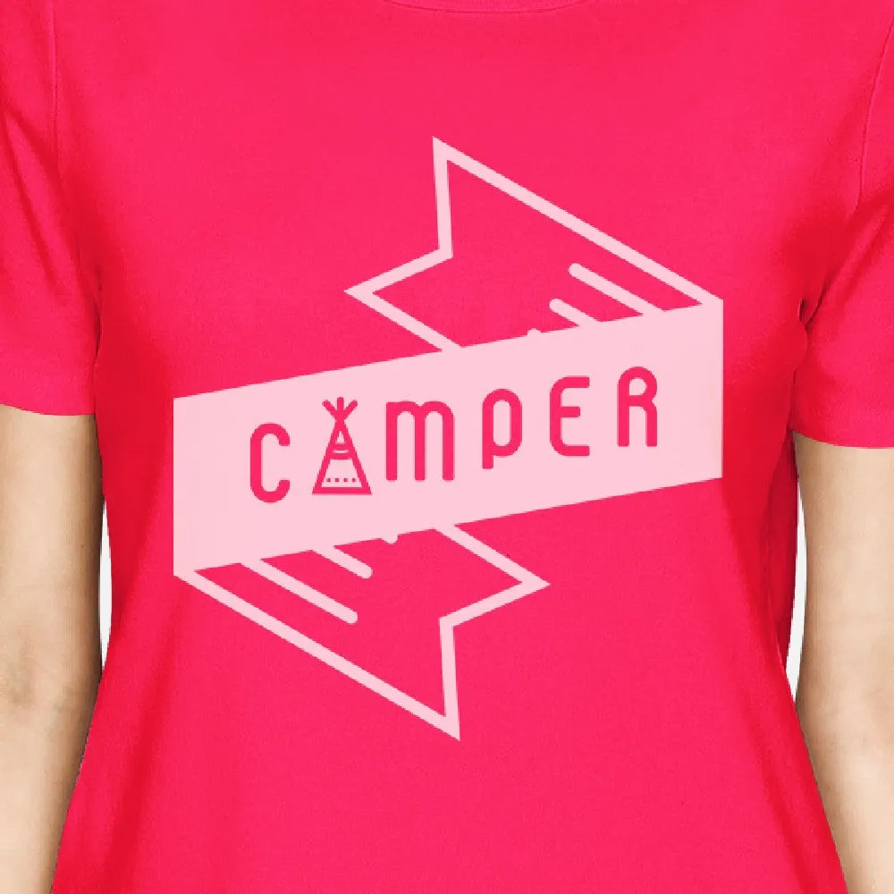 Camper Hot Pink Crew Neck Cotton Summer Cool T Shirt For Women