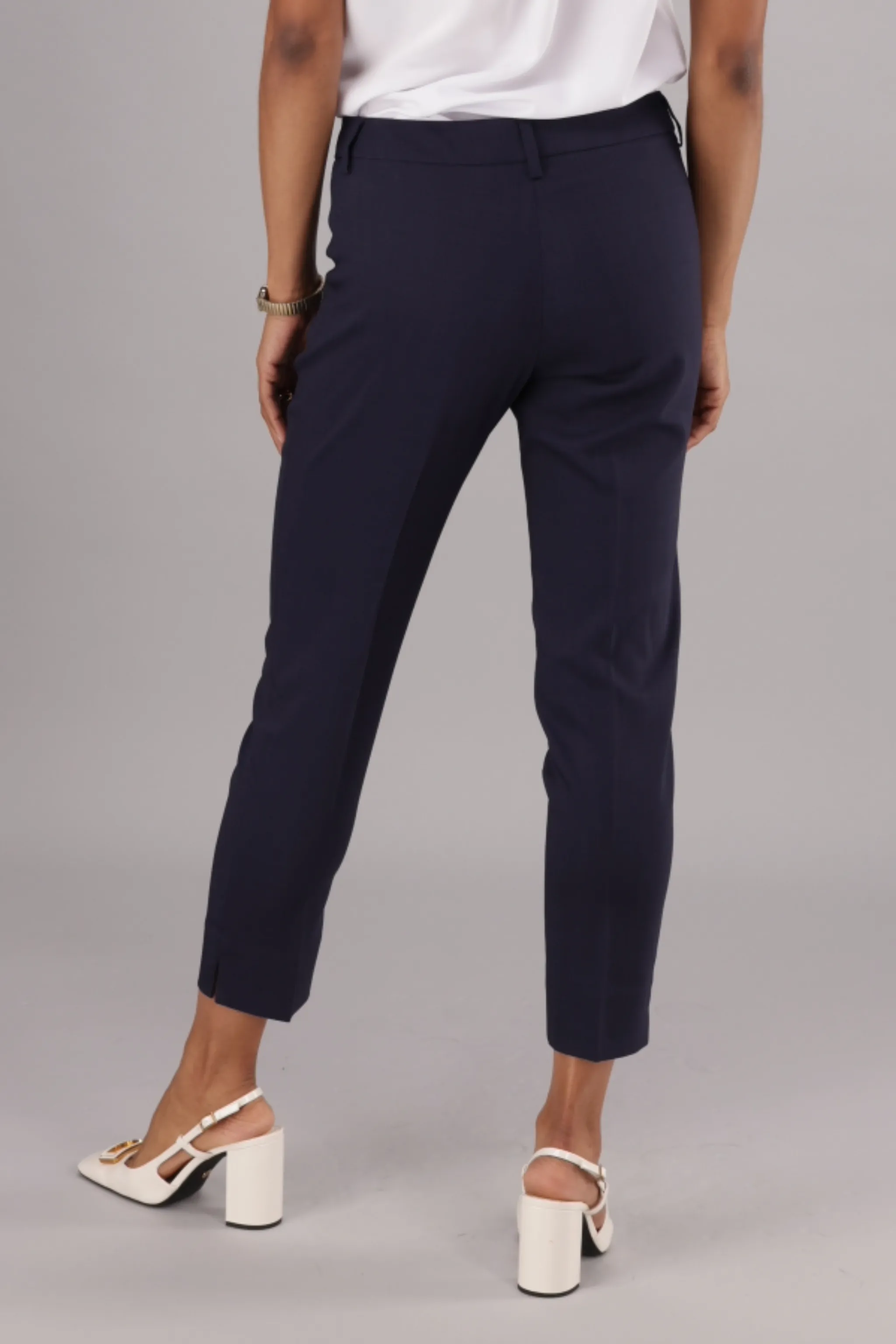 Caprice cropped slim leg pants - navy stretch