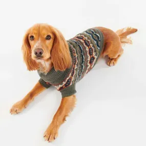 CASE FAIR ISLE DOG JUMPER OLIVE