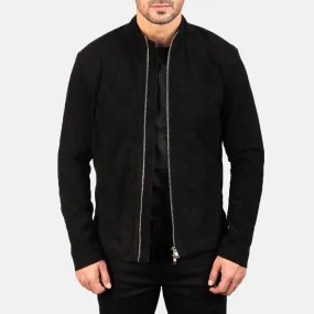 Charcoal Black Suede Biker Jacket