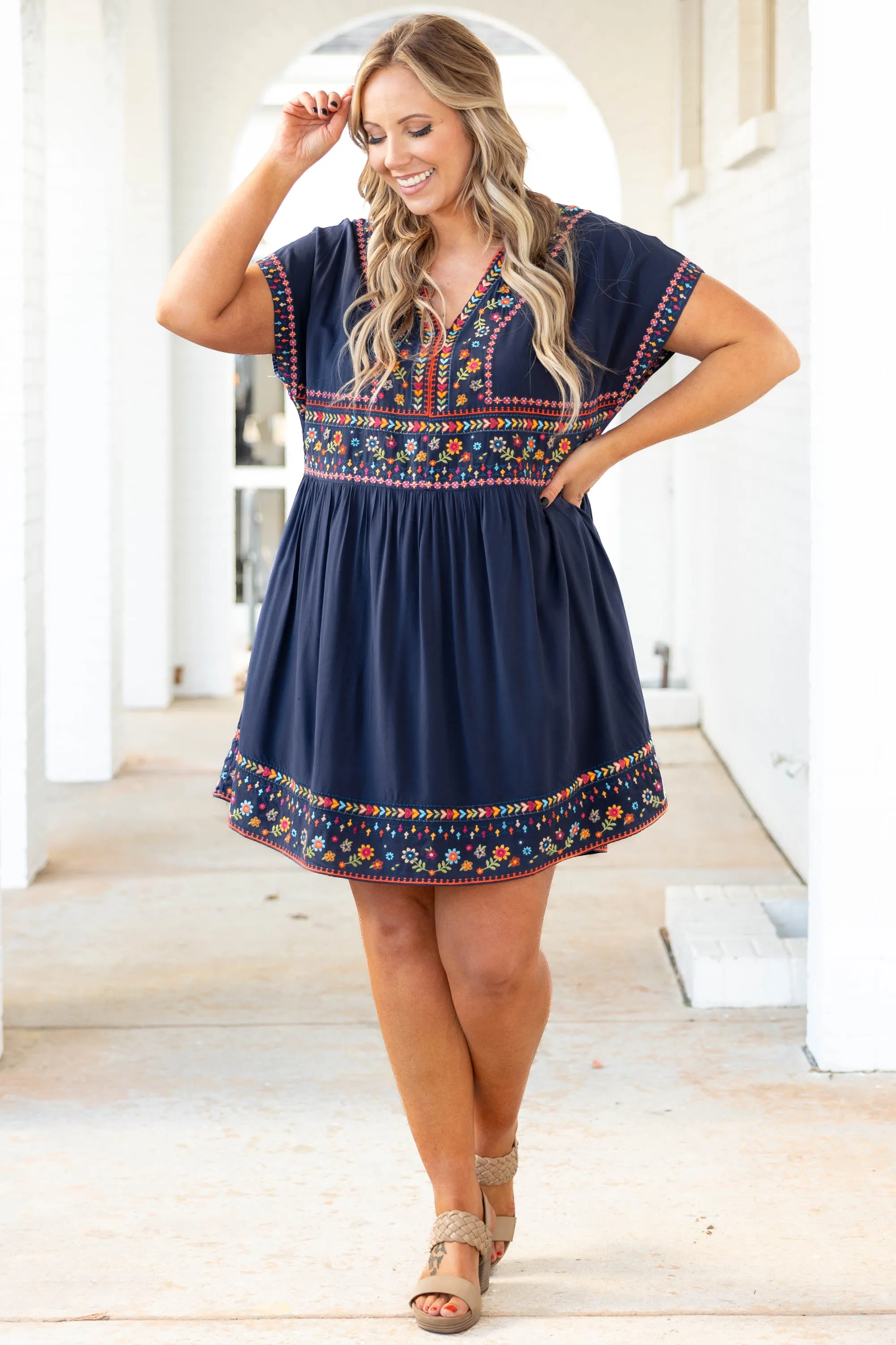 Chime In Dress, Navy