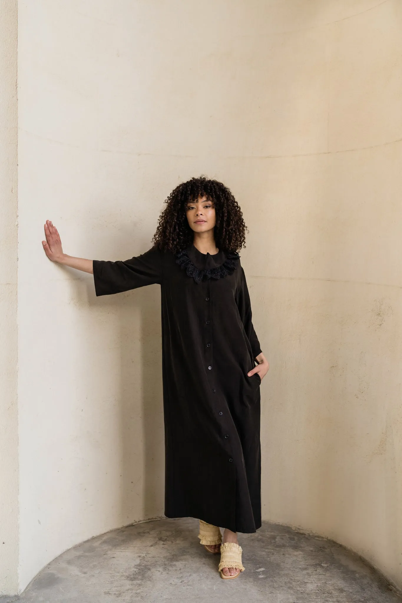 CLAY KAFTAN DRESS BLACK