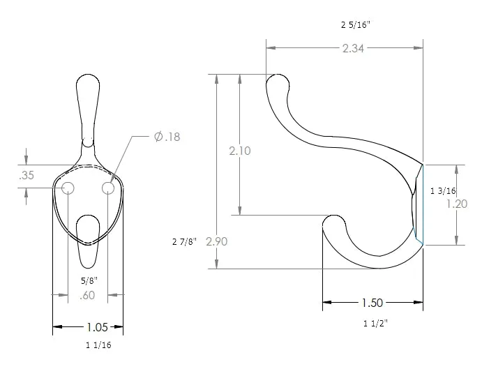 Coat and Hat Hook CH667- Polished Chrome 10 Pack