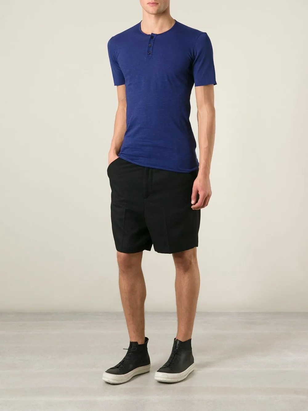 Cobalt Cotton Slub Henley Top