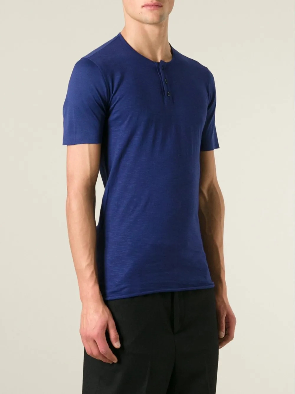 Cobalt Cotton Slub Henley Top