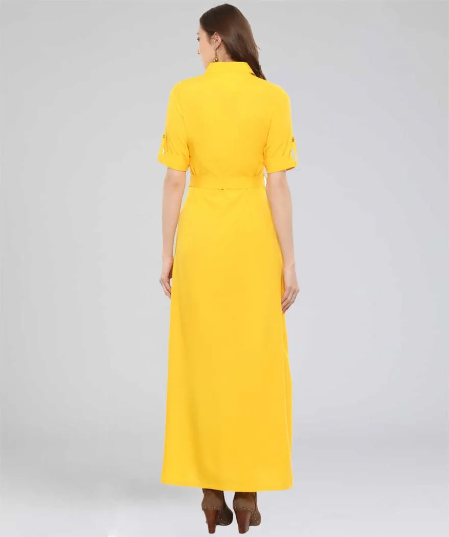 Collar Buttoned Down Shirt Maxi Dress