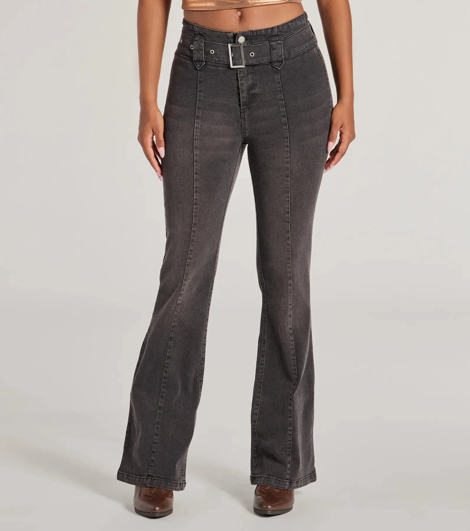 Cool-Girl Era Belted Flare-Leg Jeans