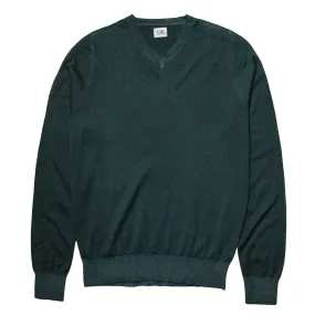 CP Company Green Fine Knit V Neck Knit Jumper circa 2000's