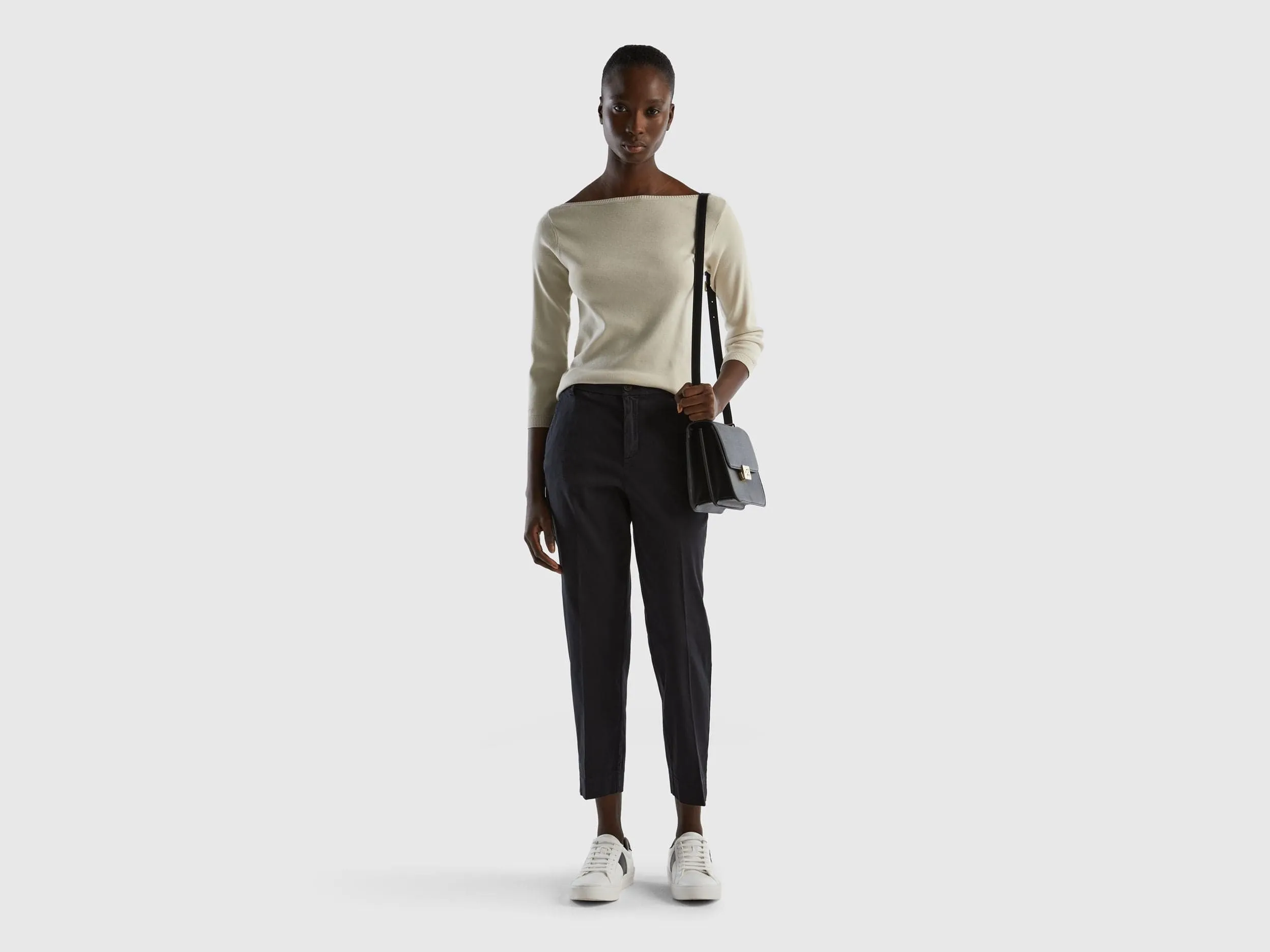 Cropped chinos in stretch cotton