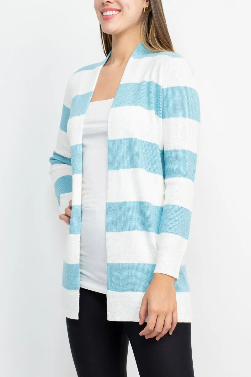 Cyrus Knits Open Front Long Sleeve Stripe Pattern Knit Cardigan by Curated Brands