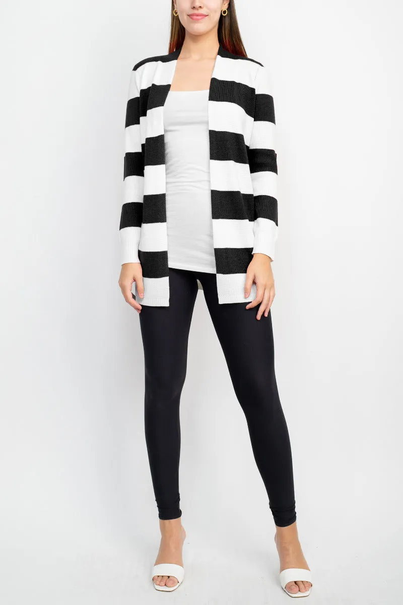 Cyrus Knits Open Front Long Sleeve Stripe Pattern Knit Cardigan by Curated Brands