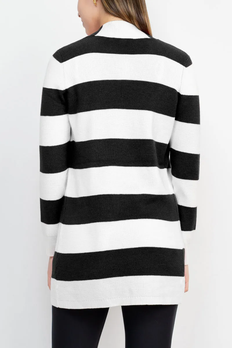 Cyrus Knits Open Front Long Sleeve Stripe Pattern Knit Cardigan by Curated Brands