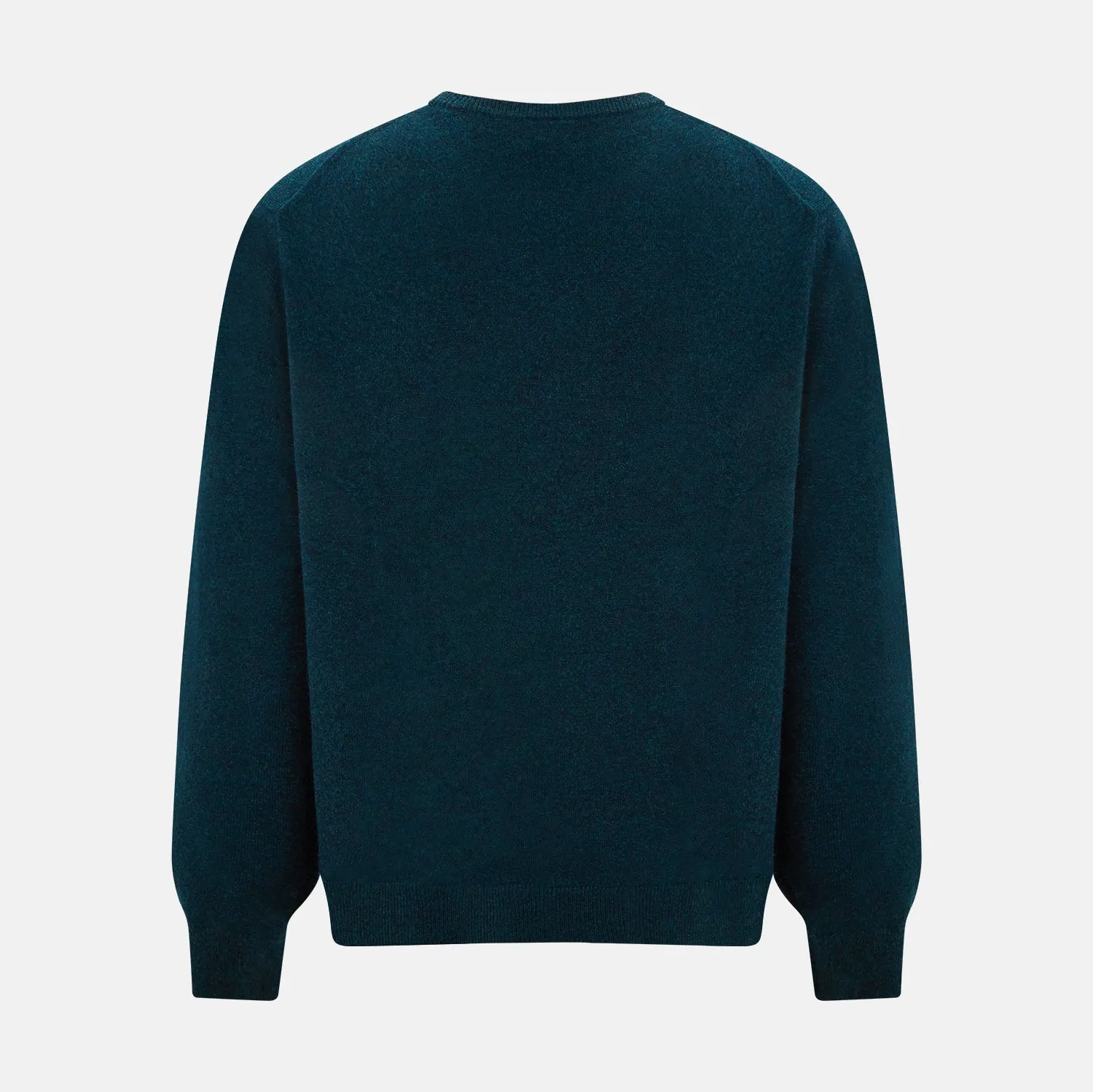 Dark Green Melange Cashmere Round Neck Jumper