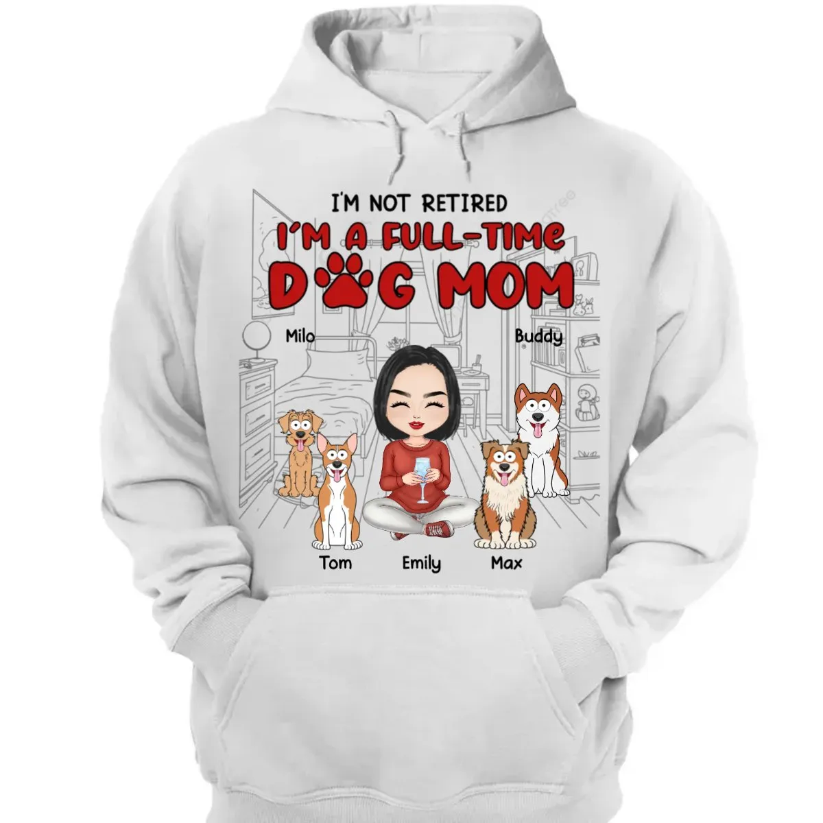 Dog Lovers - I'm Just A Full-Time Dog Mom - Personalized Unisex T-shirt, Hoodie, Sweatshirt (II)