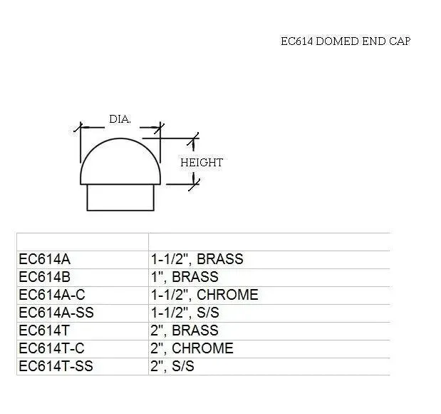 Domed End Cap for 1-1/2" Tubing