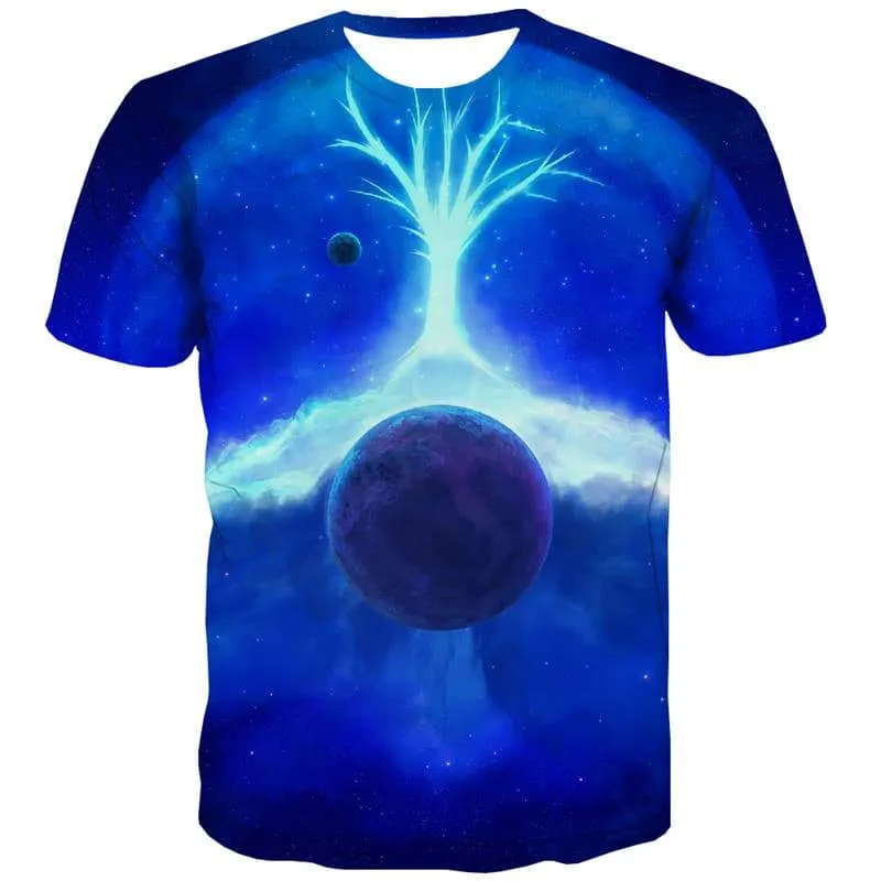 Earth T shirts Men Galaxy Shirt Print Universe Tshirt Printed Space Tshirts Casual Tree Tshirts Cool