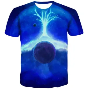 Earth T shirts Men Galaxy Shirt Print Universe Tshirt Printed Space Tshirts Casual Tree Tshirts Cool