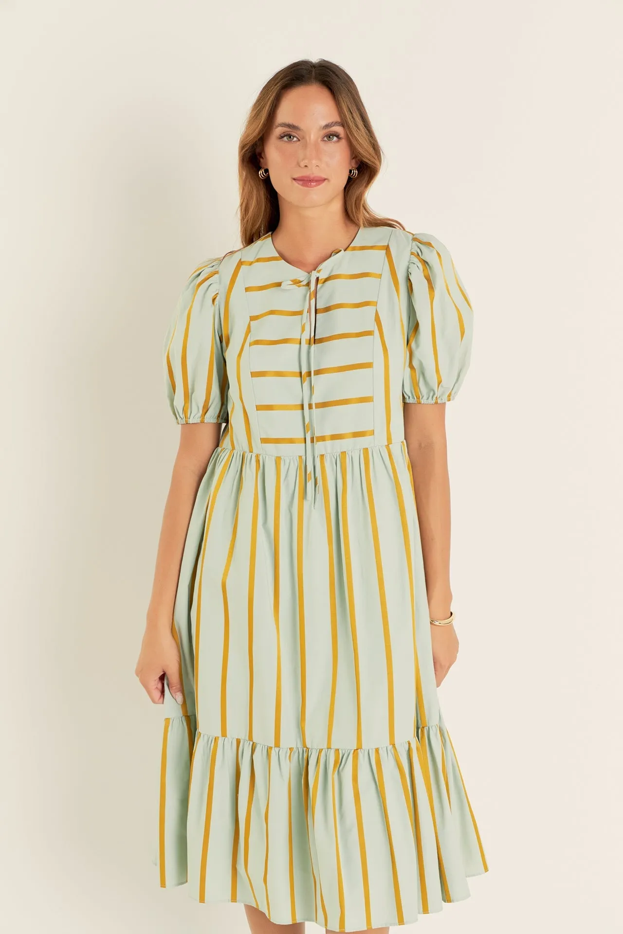 English Factory - Striped Blouson Maxi Dress