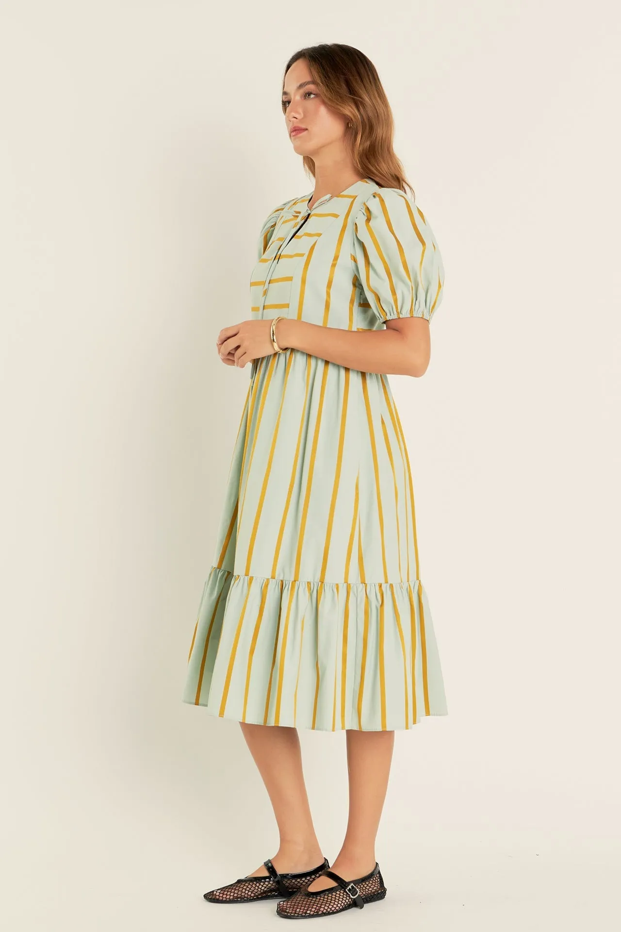 English Factory - Striped Blouson Maxi Dress