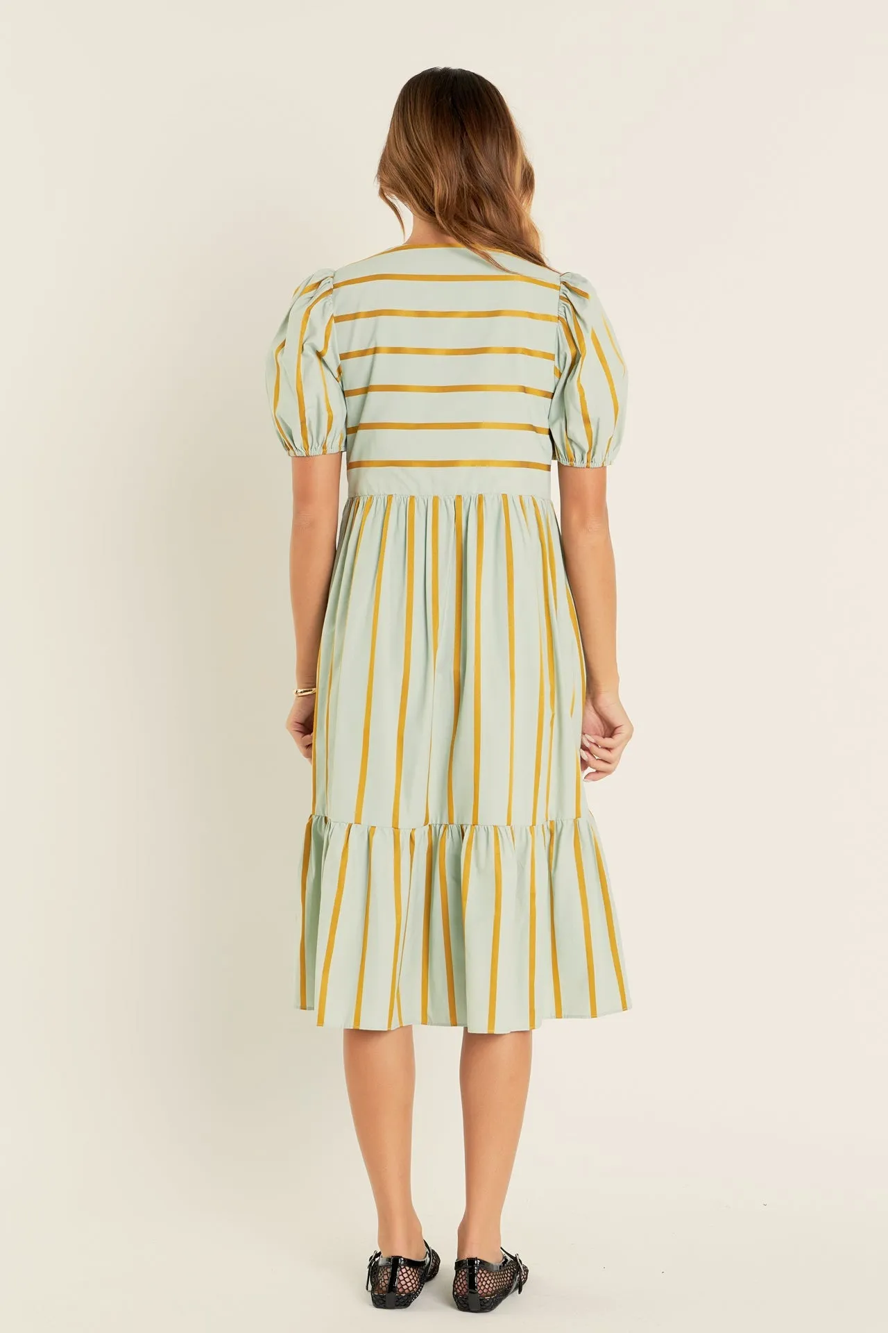 English Factory - Striped Blouson Maxi Dress