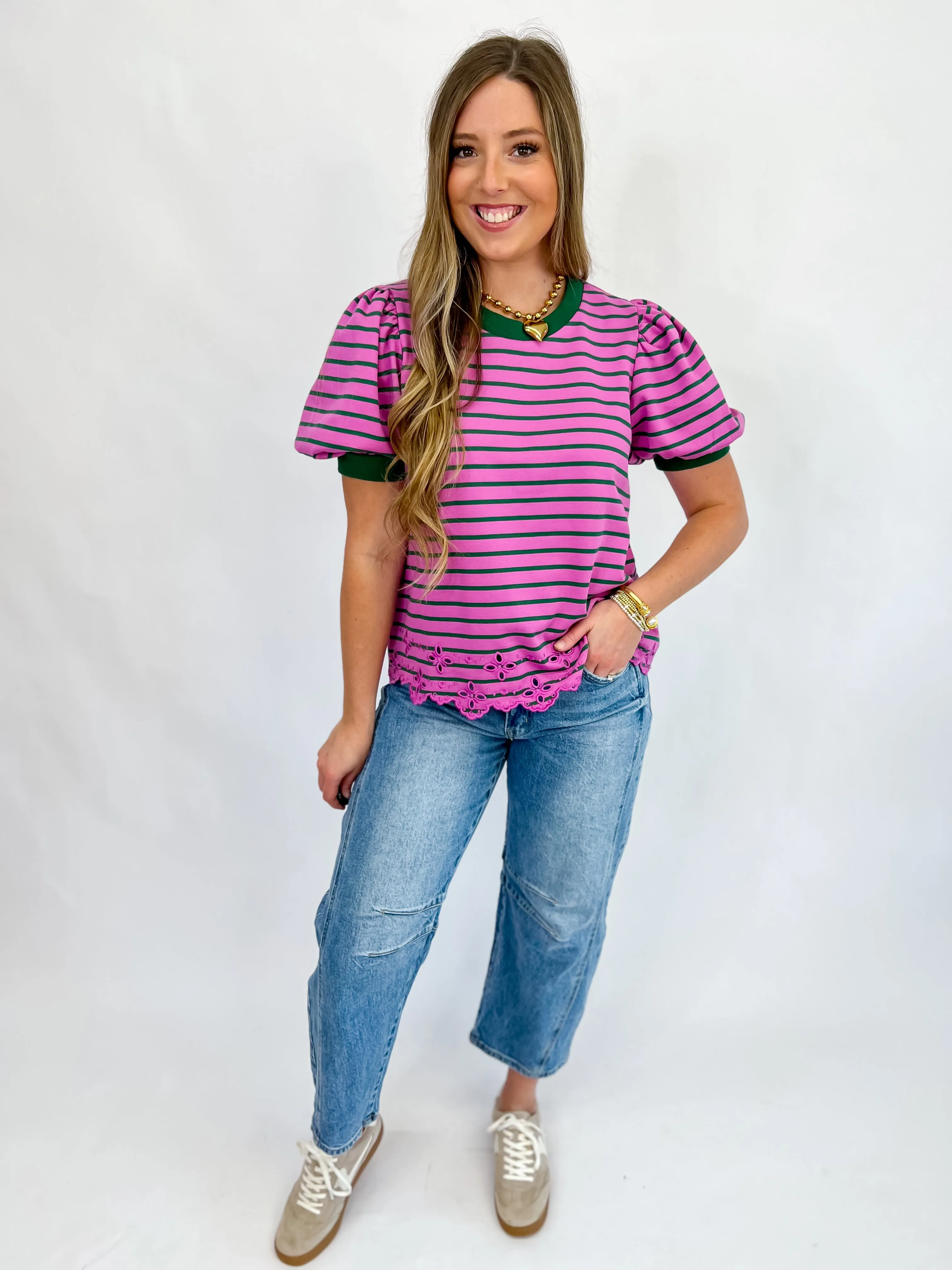 [Entro] Settled Down Striped Knit Top-Orchid