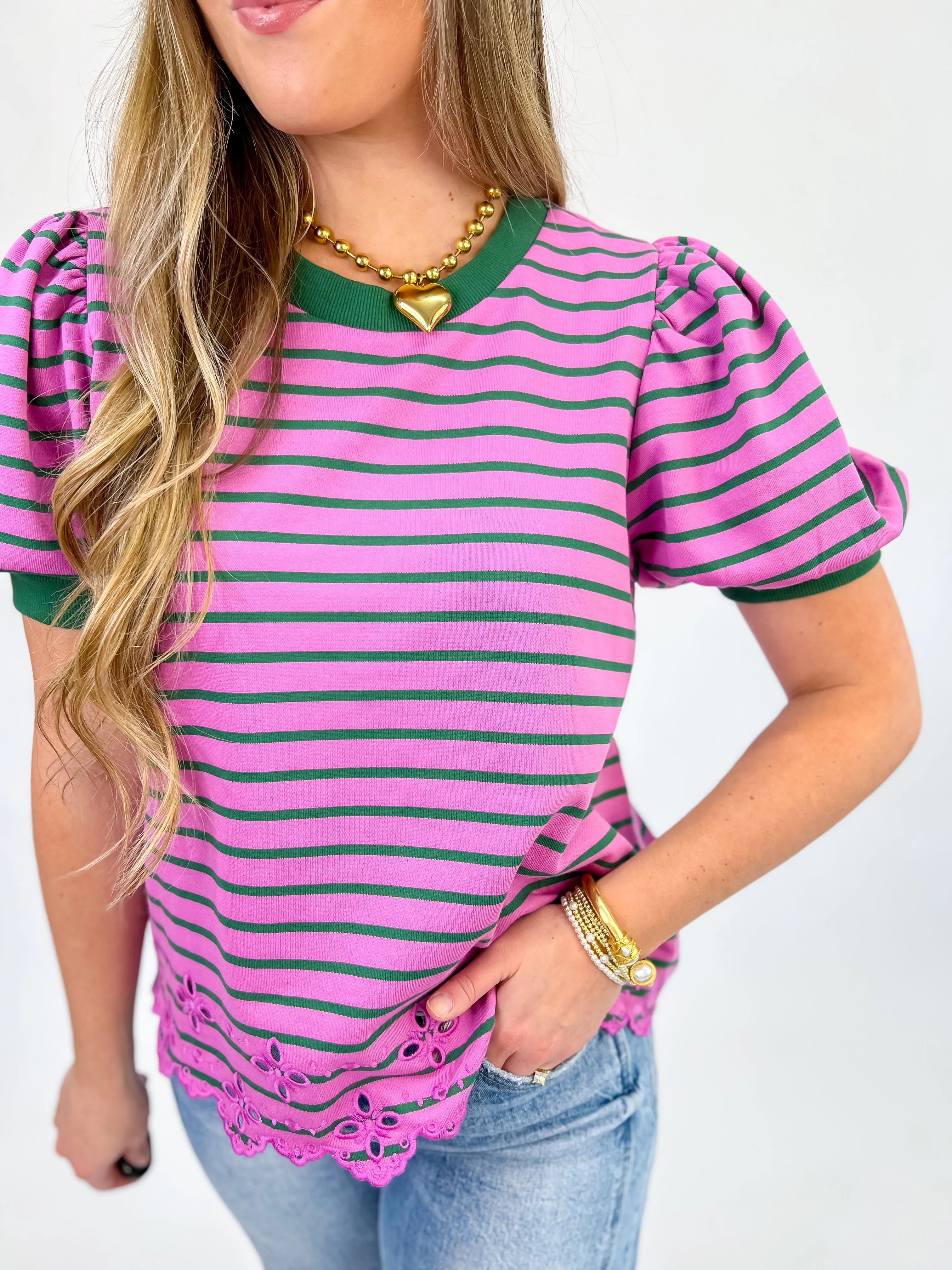 [Entro] Settled Down Striped Knit Top-Orchid