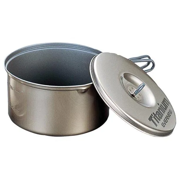 Evernew Ultralight Titanium Ti NS Non-Stick Pot 0.6L w/Lid & Handles ECA421