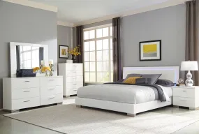 Felicity 5-piece Queen Bedroom Set with LED Headboard Glossy White