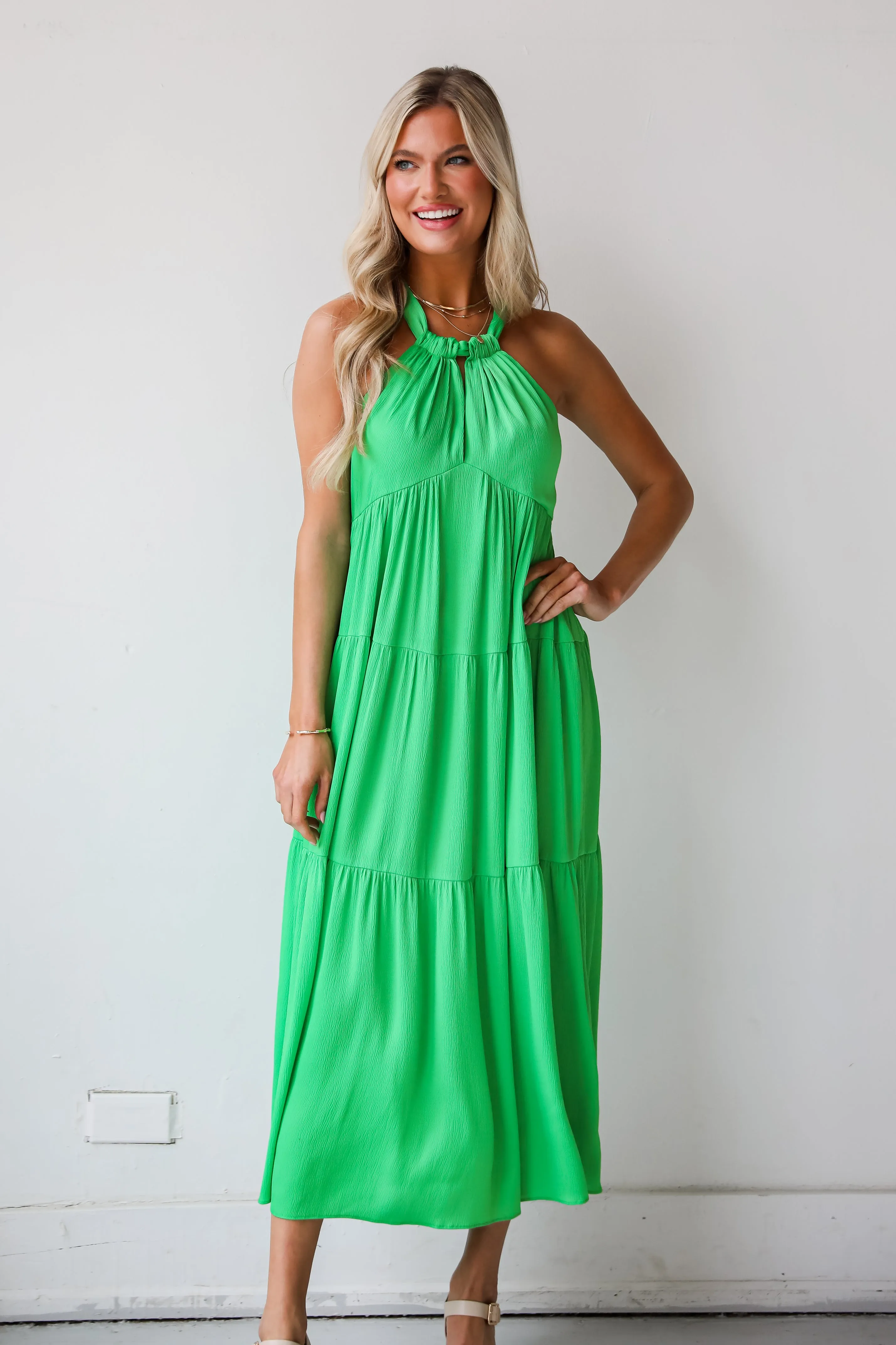 FINAL SALE - Luxurious Passion Satin Tiered Maxi Dress