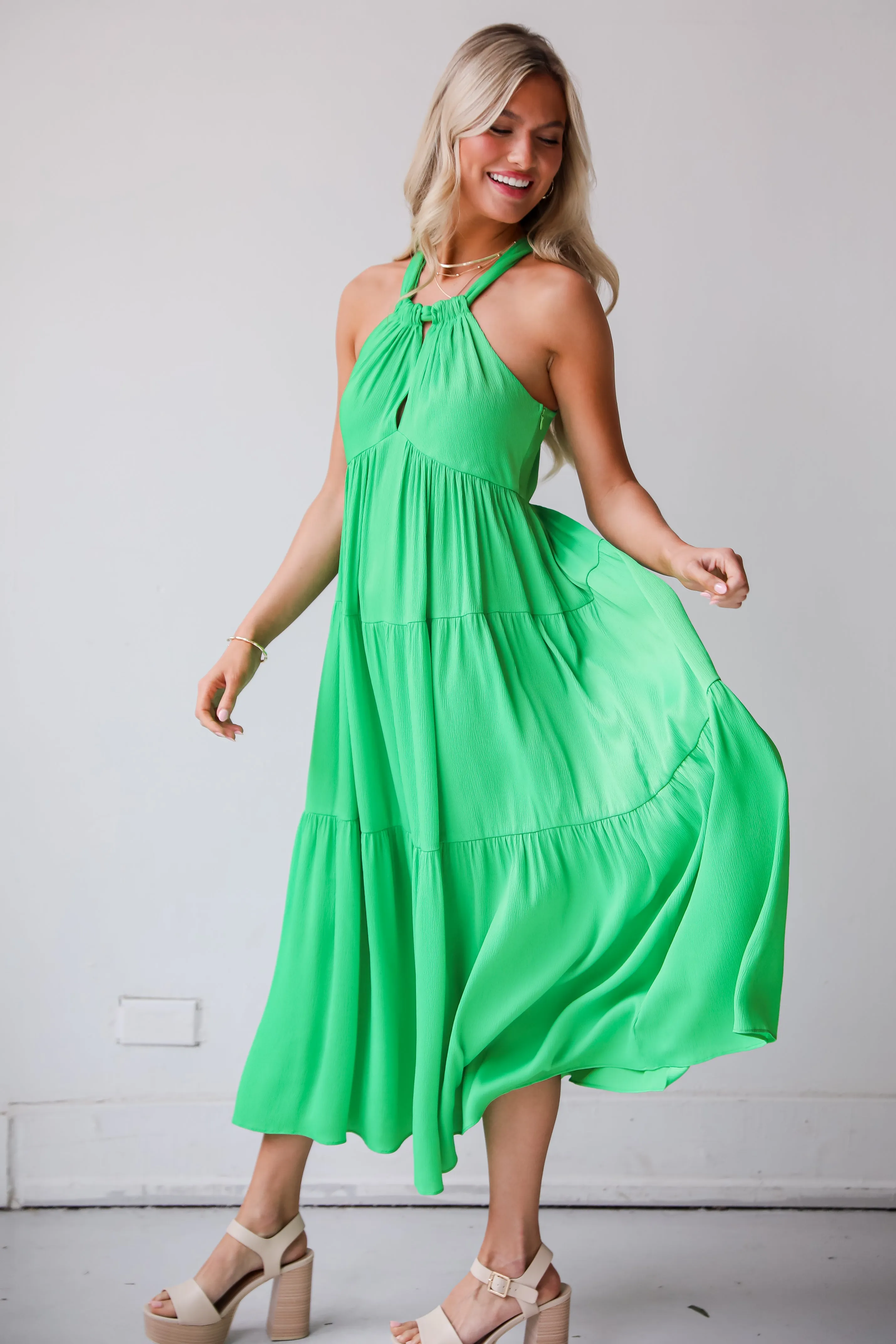 FINAL SALE - Luxurious Passion Satin Tiered Maxi Dress