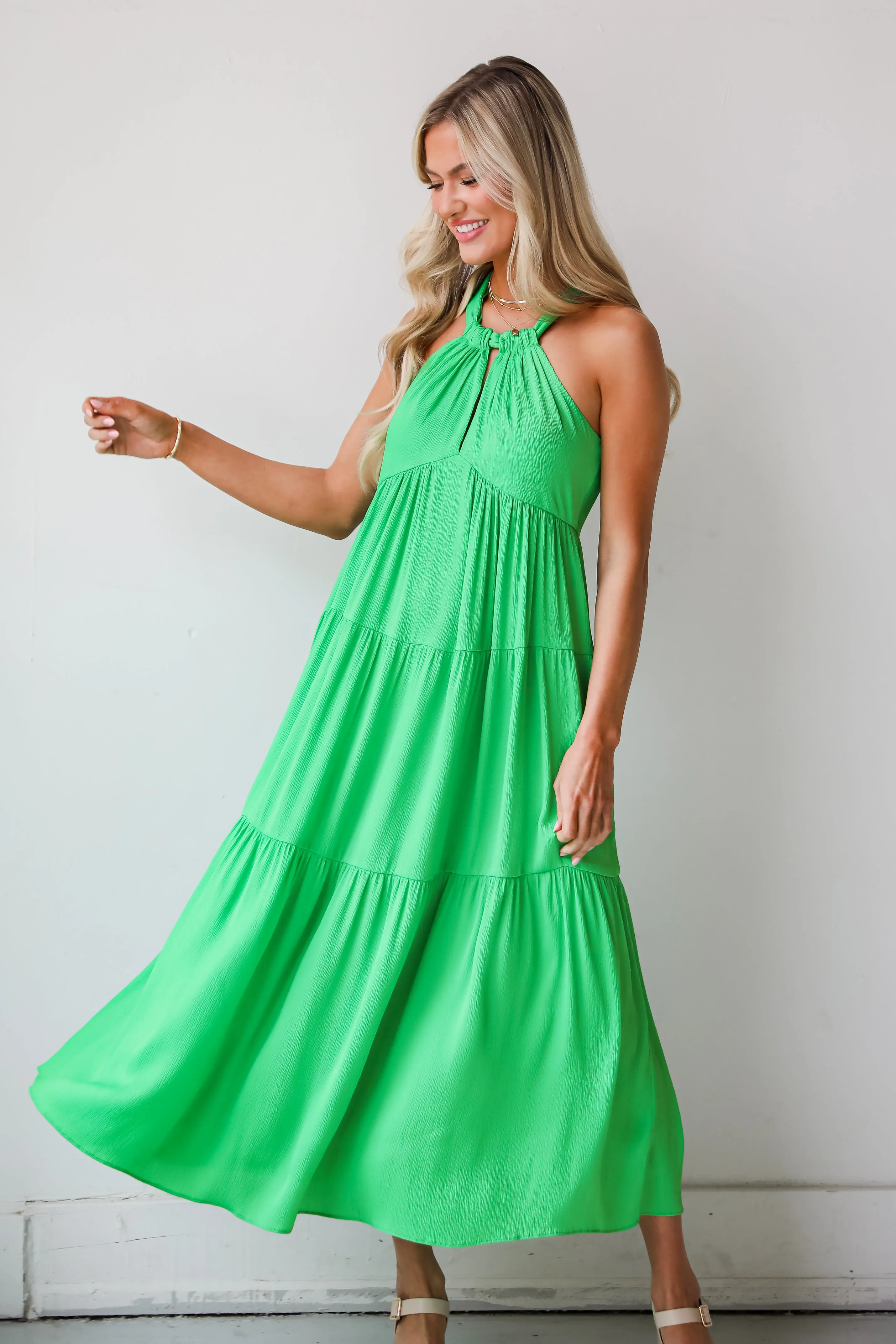 FINAL SALE - Luxurious Passion Satin Tiered Maxi Dress