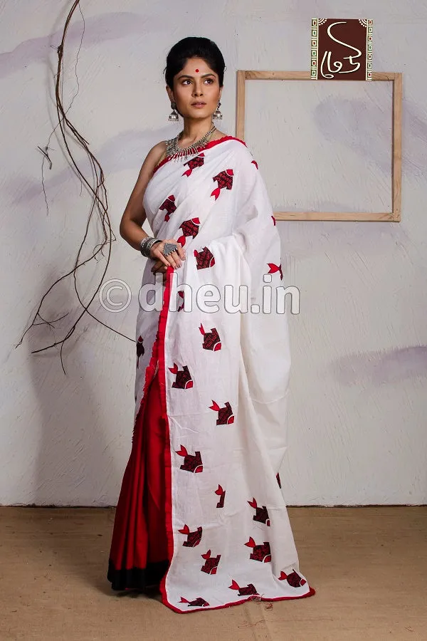 Fish-Dheu Exclusive Applique Saree