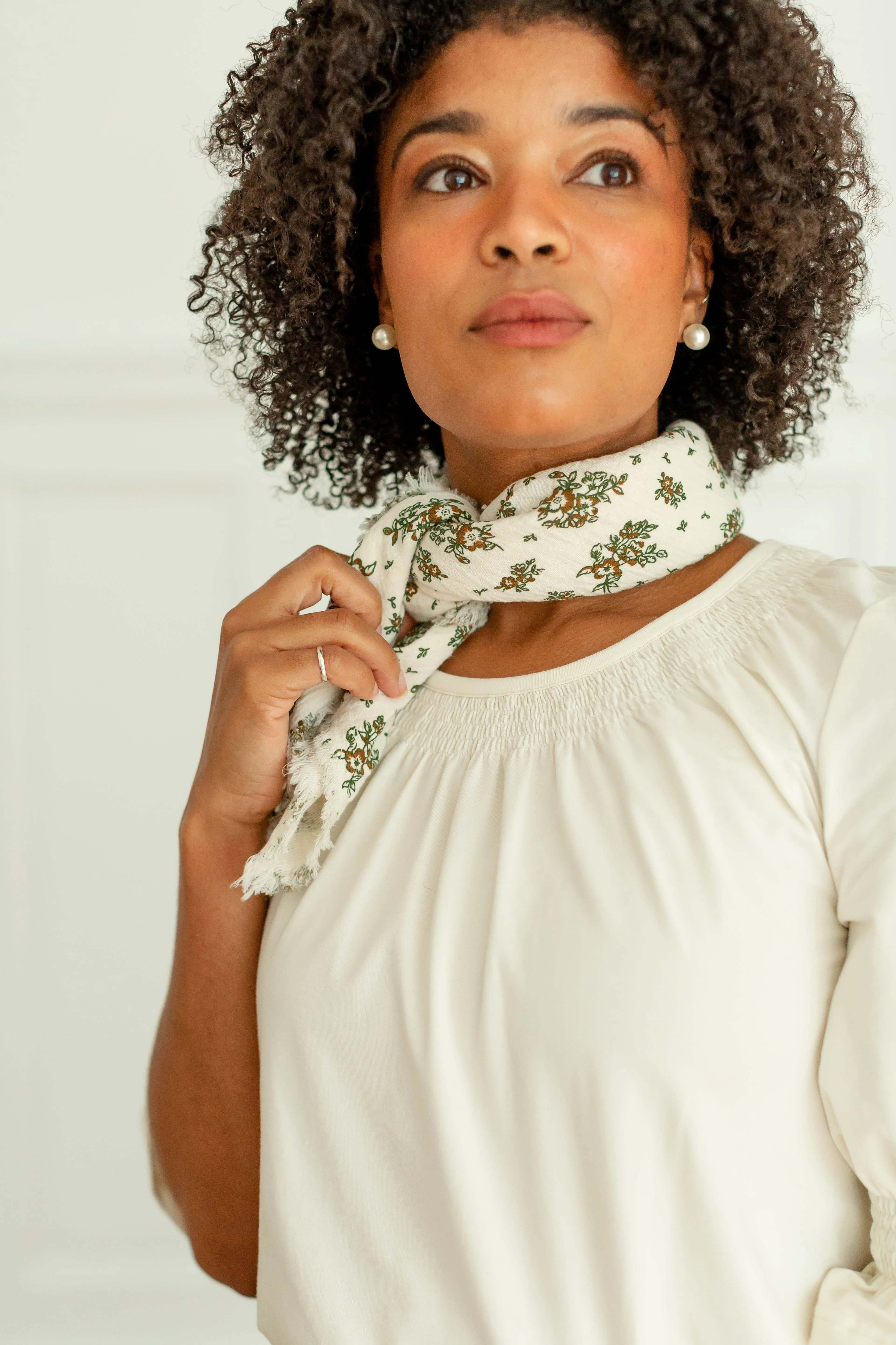 Floral Textured Cotton Scarf