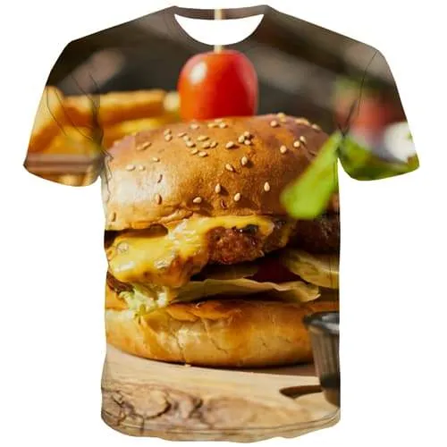 Food T shirts Men Hamburger Tshirts Casual Funny T shirts Funny Cartoon Shirt Print Harajuku Tshirt Printed Short Sleeve Hip hop