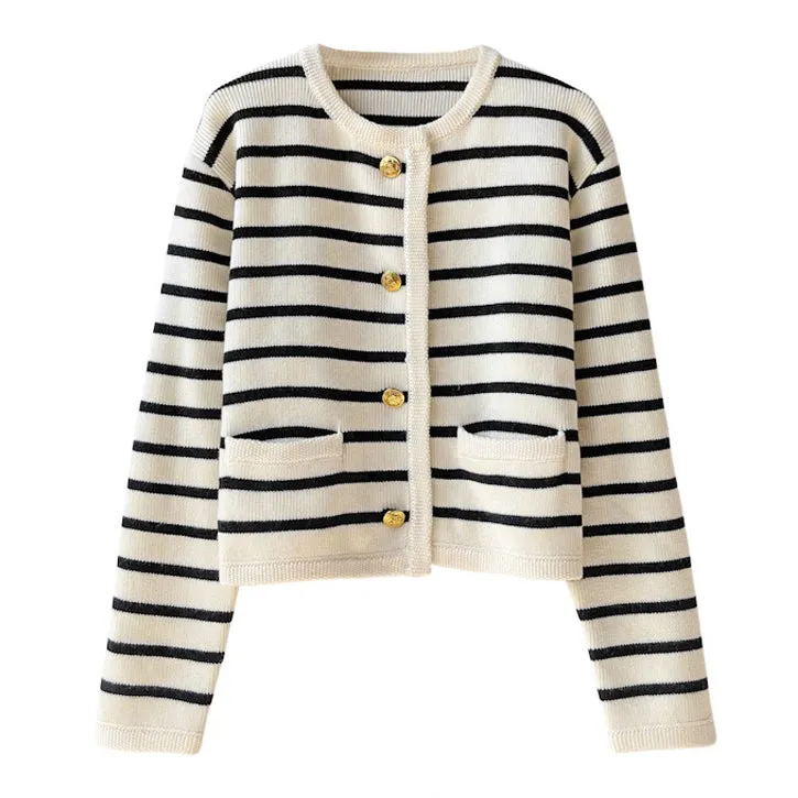 French Girl Striped Cardigan